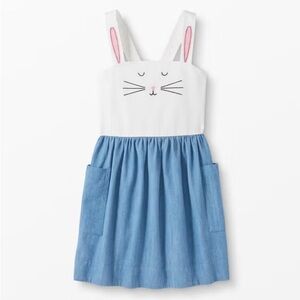 Hanna Andersson Bunny Jumper Chambray Pinafore Dress – Girls US 10 (140 cm)